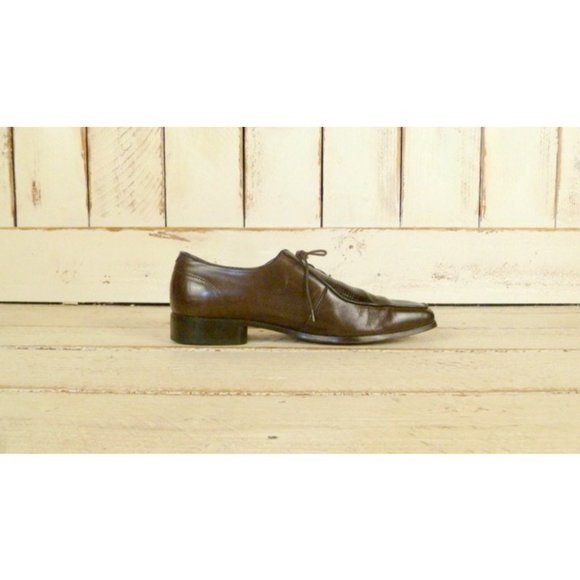 Mens bark brown leather crocodile embossed Stacy Adams oxford shoes/11.5 main image 3